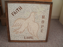 Religious Mosaic Tile, Love, Faith, Hope